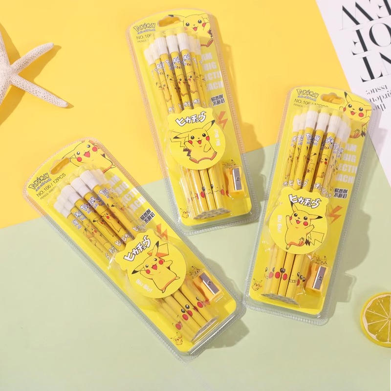 12 Buah Pensil Pokemon dengan  - Office Supply Office Stationery Items ulasan dan harga